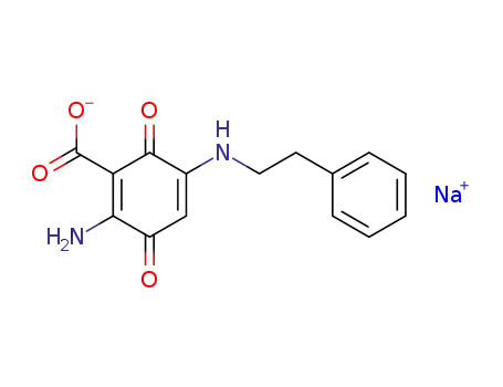 Molecular Structure of 112817-56-8 (1,4-Cyclohexadiene-1-carboxylic acid,
2-amino-3,6-dioxo-5-[(2-phenylethyl)amino]-, monosodium salt)