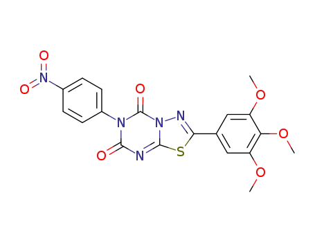 Molecular Structure of 125766-50-9 (6-(4-nitrophenyl)-2-(3,4,5-trimethoxyphenyl)-5H-[1,3,4]thiadiazolo[3,2-a][1,3,5]triazine-5,7(6H)-dione)