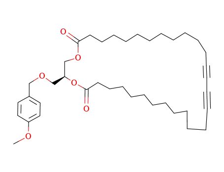 Molecular Structure of 139100-88-2 (1,4-Dioxacyclodotriaconta-17,19-diyne-5,32-dione,
2-[[(4-methoxyphenyl)methoxy]methyl]-, (S)-)