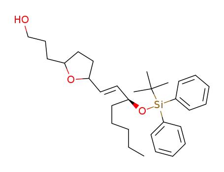 Molecular Structure of 110188-14-2 (2-Furanpropanol,
5-[3-[[(1,1-dimethylethyl)diphenylsilyl]oxy]-1-octenyl]tetrahydro-)