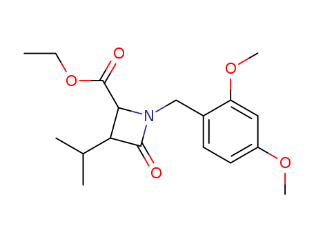 Molecular Structure of 102357-79-9 (2-Azetidinecarboxylic acid,
1-[(2,4-dimethoxyphenyl)methyl]-3-(1-methylethyl)-4-oxo-, ethyl ester,
trans-)
