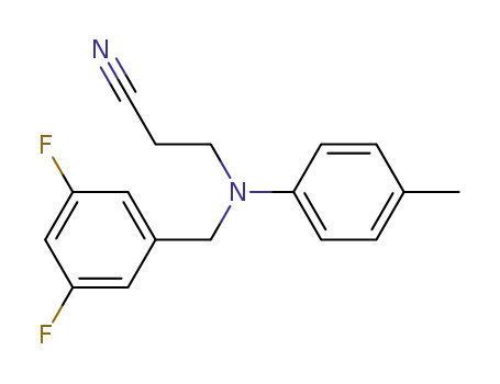 Molecular Structure of 127598-81-6 (N-(3,5-difluorobenzyl) N-(2-cyanoethyl)-4-methylaniline)