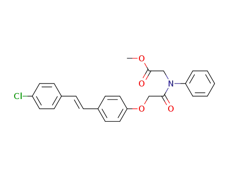Molecular Structure of 144426-45-9 (Glycine, N-[[4-[2-(4-chlorophenyl)ethenyl]phenoxy]acetyl]-N-phenyl-,
methyl ester, (E)-)