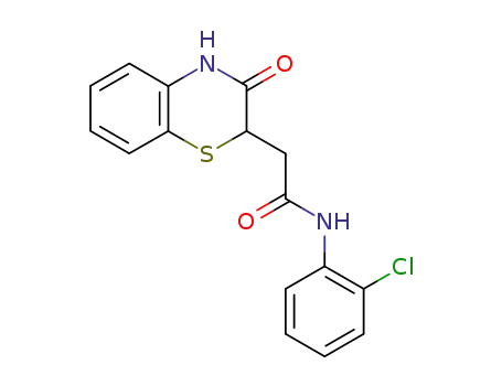 Molecular Structure of 106691-39-8 (2H-1,4-Benzothiazine-2-acetamide,
N-(2-chlorophenyl)-3,4-dihydro-3-oxo-)