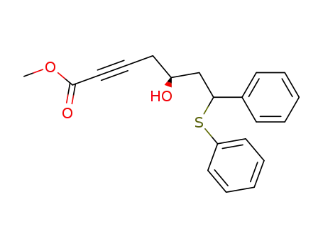 Molecular Structure of 143724-93-0 ((S)-5-Hydroxy-7-phenyl-7-phenylsulfanyl-hept-2-ynoic acid methyl ester)