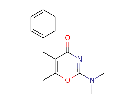 Molecular Structure of 90062-13-8 (4H-1,3-Oxazin-4-one, 2-(dimethylamino)-6-methyl-5-(phenylmethyl)-)