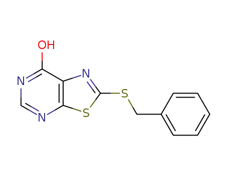 Molecular Structure of 141763-22-6 (Thiazolo[5,4-d]pyrimidin-7(4H)-one, 2-[(phenylmethyl)thio]-)