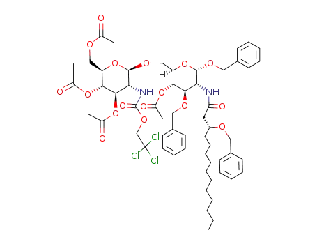 Benzyl-4-O-acetyl-6-O-<3,4,6-tri-O-acetyl-2-desoxy-2-(2,2,2-trichlorethoxycarbonylamino)-β-D-glucopyranosyl>-3-O-benzyl-2-<(R)-3-benzyloxytetradecanoylamino>-2-desoxy-α-D-glucopyranosid