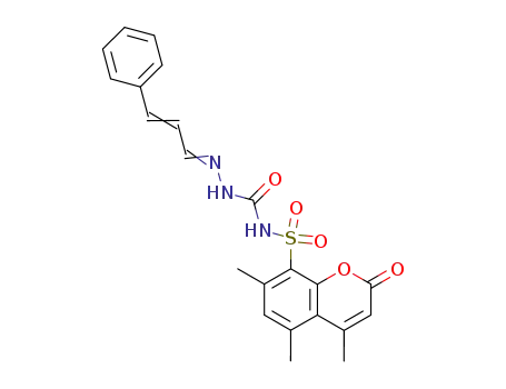 Hydrazinecarboxamide, 2-(3-phenyl-2-propenylidene)-N-((4,5,7-trimethyl-2-oxo-2H-1-benzopyran-8-yl)sulfonyl)-