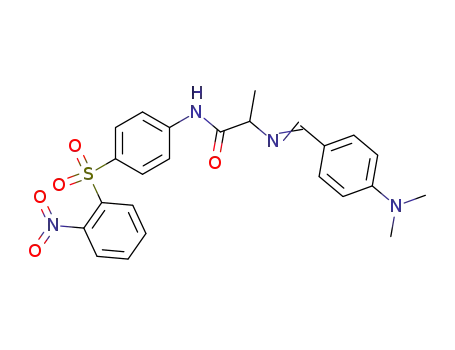 Molecular Structure of 78428-73-6 (Propanamide,
2-[[[4-(dimethylamino)phenyl]methylene]amino]-N-[4-[(2-nitrophenyl)sulf
onyl]phenyl]-)