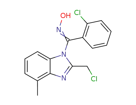 Molecular Structure of 122501-05-7 ((2-Chloromethyl-4-methyl-benzoimidazol-1-yl)-(2-chloro-phenyl)-methanone oxime)