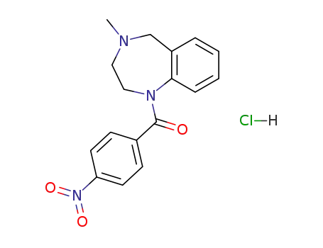 Molecular Structure of 91855-86-6 (1H-1,4-Benzodiazepine,
2,3,4,5-tetrahydro-4-methyl-1-(4-nitrobenzoyl)-, monohydrochloride)