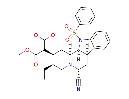 1-benzenesulfonyl-17-methoxy-5α-cyano-16ζ,17-2α,7α-tetrahydrocorynantheidine