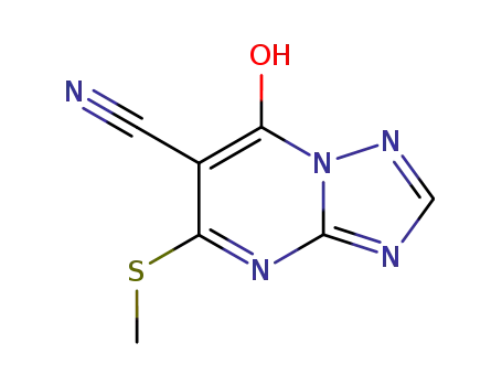 Molecular Structure of 5545-36-8 ([1,2,4]Triazolo[1,5-a]pyrimidine-6-carbonitrile, 7-hydroxy-5-(methylthio)-)