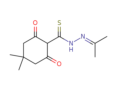 Molecular Structure of 128797-69-3 (2-isopropylidenehydrazino-2,6-dioxo-4,4-dimethylcyclohexyl thioketone)