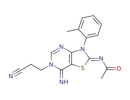 2(3H)-acetylimino-6-(2-cyanoethyl)-7(6H)-imino-3-o-tolylthiazolo<4,5-d>pyrimidine