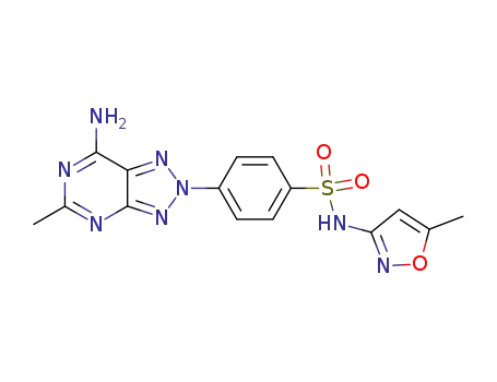 Molecular Structure of 102712-26-5 (4-(7-Amino-5-methyl-[1,2,3]triazolo[4,5-d]pyrimidin-2-yl)-N-(5-methyl-isoxazol-3-yl)-benzenesulfonamide)