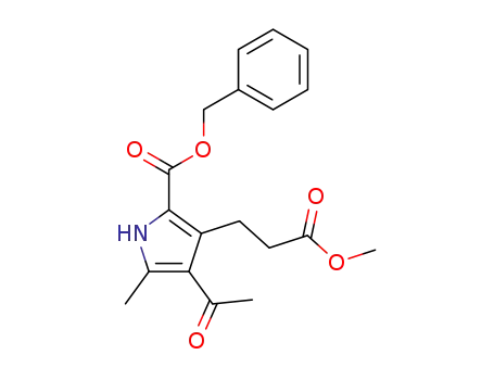 Molecular Structure of 62916-29-4 (1H-Pyrrole-3-propanoic acid,
4-acetyl-5-methyl-2-[(phenylmethoxy)carbonyl]-, methyl ester)