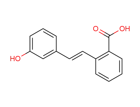 Molecular Structure of 138076-96-7 (Benzoic acid, 2-[2-(3-hydroxyphenyl)ethenyl]-, (E)-)