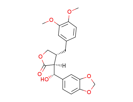 (-)-(3S,4R,6R)-3-(3',4'-methylenedioxy-α-hydroxybenzyl)-4-<3'',4''-dimethoxybenzyl>butyrolactone
