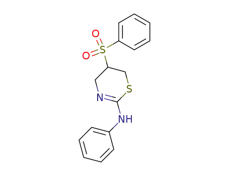 Molecular Structure of 142231-38-7 (4H-1,3-Thiazin-2-amine, 5,6-dihydro-N-phenyl-5-(phenylsulfonyl)-)