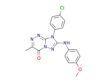 Molecular Structure of 96546-35-9 ([1,2,4]Triazolo[5,1-c][1,2,4]triazin-4(8H)-one,
8-(4-chlorophenyl)-7-[(4-methoxyphenyl)amino]-3-methyl-)