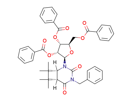 4-benzyl-7,7,8,8-tetramethyl-2-(2,3,5-tri-O-benzoyl-β-D-ribofuranosyl)-cis-2,4-diazabicyclo<4.2.0>octane-3,5-dione
