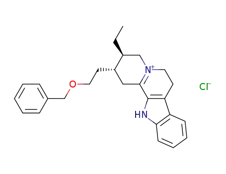 Molecular Structure of 132216-06-9 ((2R,3R)-2-(2-Benzyloxy-ethyl)-3-ethyl-2,3,4,6,7,12-hexahydro-1H-indolo[2,3-a]quinolizin-5-ylium; chloride)