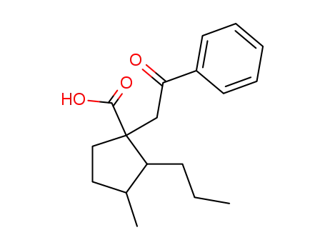 Molecular Structure of 62933-99-7 (Cyclopentanecarboxylic acid,
3-methyl-1-(2-oxo-2-phenylethyl)-2-propyl-)
