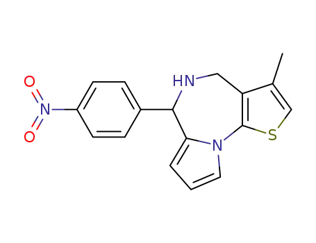 Molecular Structure of 137052-96-1 (3-methyl-6-(4-nitrophenyl)-5,6-dihydro-4H-pyrrolo[1,2-a]thieno[3,2-f][1,4]diazepine)