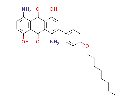 Molecular Structure of 78526-70-2 (9,10-Anthracenedione,
1,5-diamino-4,8-dihydroxy-2-[4-(octyloxy)phenyl]-)