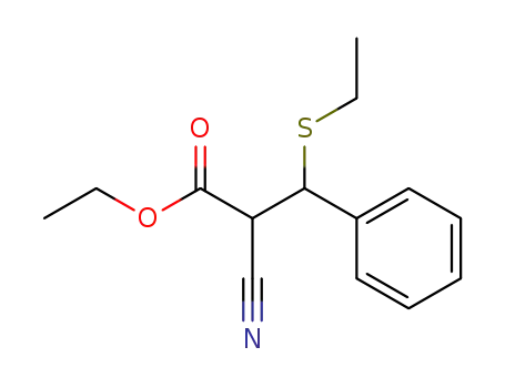 Molecular Structure of 78614-61-6 (Benzenepropanoic acid, a-cyano-b-(ethylthio)-, ethyl ester)