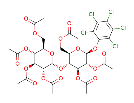 Molecular Structure of 77110-60-2 (Pentachlorophenyl 2,3,6-tri-O-acetyl-4-O-(2,3,4,6-tetra-O-acetyl-α-D-glucopyranosyl)-β-D-glucopyranoside)