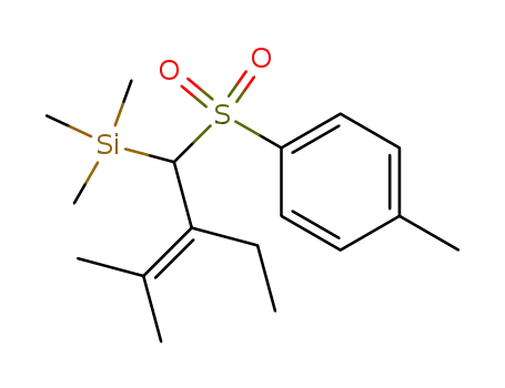Molecular Structure of 136649-84-8 ([2-Ethyl-3-methyl-1-(toluene-4-sulfonyl)-but-2-enyl]-trimethyl-silane)