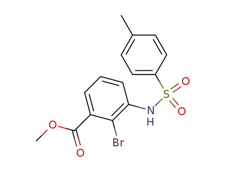 Molecular Structure of 112970-48-6 (Benzoic acid, 2-bromo-3-[[(4-methylphenyl)sulfonyl]amino]-, methyl
ester)