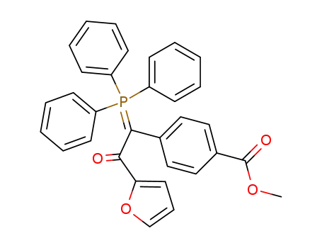 Molecular Structure of 114854-60-3 (<(2-furoyl)<p-(methoxycarbonyl)phenyl>methylene>triphenylphosphorane)