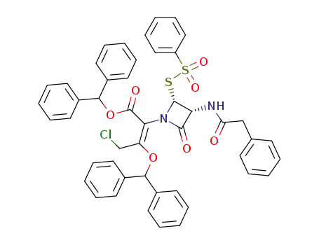 Molecular Structure of 146340-04-7 (1-<3-chloro-2-(diphenylmethyloxy)-1-(diphenylmethyloxycarbonyl)-1-propen-1-yl>-3-(phenylacetamido)-4-(phenylsulfonylthio)-2-azetidinone)