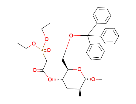 methyl 2,3-dideoxy-4-O-(diethyl phosponoacetyl)-2-C-methyl-6-O-triphenyl-α-D-arabino-hexo-pyranoside
