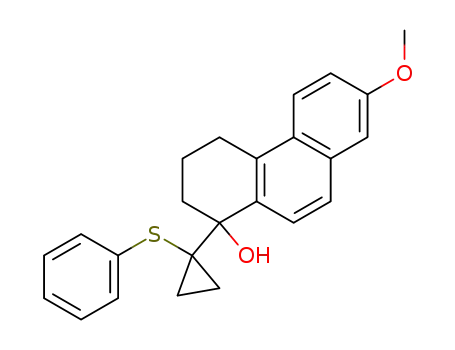 Molecular Structure of 63365-79-7 (7-Methoxy-1-(1-phenylsulfanyl-cyclopropyl)-1,2,3,4-tetrahydro-phenanthren-1-ol)