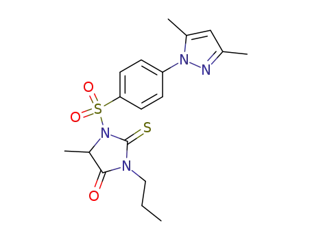 Molecular Structure of 79222-86-9 (1-{[4-(3,5-dimethyl-1H-pyrazol-1-yl)phenyl]sulfonyl}-5-methyl-3-propyl-2-thioxoimidazolidin-4-one)