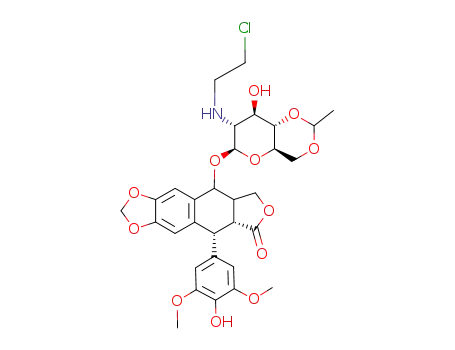 1-O-(2-chloroethylamino-2-deoxy-4:6-O-ethylidene-β-D-glucopyranosyl)-4'-O-demethyl-1-epipodophyllotoxin