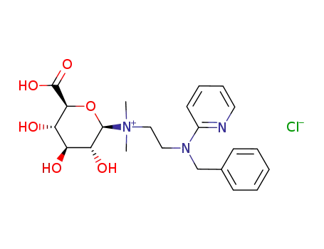 Molecular Structure of 83708-12-7 ([2-(Benzyl-pyridin-2-yl-amino)-ethyl]-((2R,3R,4S,5S,6S)-6-carboxy-3,4,5-trihydroxy-tetrahydro-pyran-2-yl)-dimethyl-ammonium; chloride)