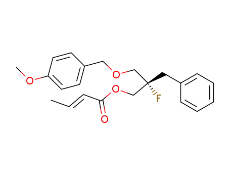 Molecular Structure of 162252-09-7 ((E)-But-2-enoic acid (S)-2-fluoro-2-(4-methoxy-benzyloxymethyl)-3-phenyl-propyl ester)