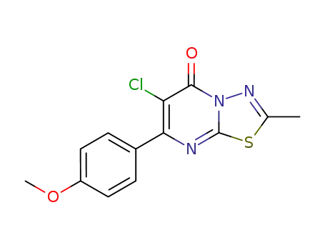 Molecular Structure of 95893-61-1 (5H-1,3,4-Thiadiazolo[3,2-a]pyrimidin-5-one,
6-chloro-7-(4-methoxyphenyl)-2-methyl-)
