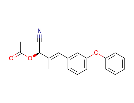 Molecular Structure of 99566-47-9 ((2E)-1-cyano-2-methyl-3-(3-phenoxyphenyl)prop-2-en-1-yl acetate)