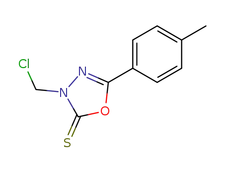 Molecular Structure of 81404-41-3 (1,3,4-Oxadiazole-2(3H)-thione, 3-(chloromethyl)-5-(4-methylphenyl)-)