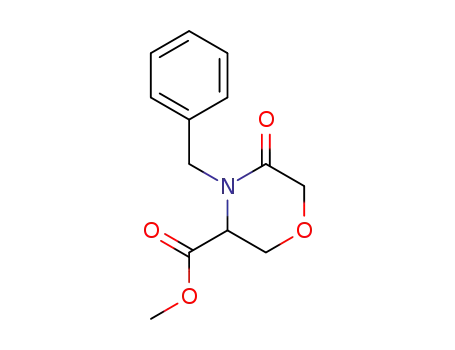 Molecular Structure of 106910-81-0 (4-BENZYL-5-OXO-MORPHOLINE-3-CARBOXYLIC ACID METHYL ESTER)