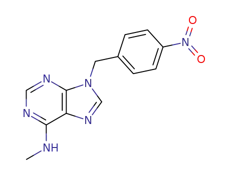 Molecular Structure of 13233-83-5 (9H-Purin-6-amine, N-methyl-9-[(4-nitrophenyl)methyl]-)