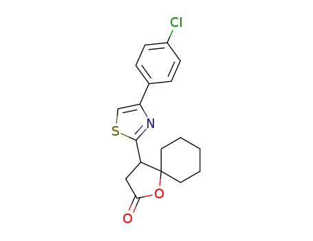 Molecular Structure of 140650-89-1 (1-Oxaspiro[4.5]decan-2-one, 4-[4-(4-chlorophenyl)-2-thiazolyl]-)