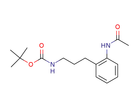 Molecular Structure of 153685-94-0 (N-tert-butyloxycarbonyl-3-(2-acetamidophenyl)propylamine)